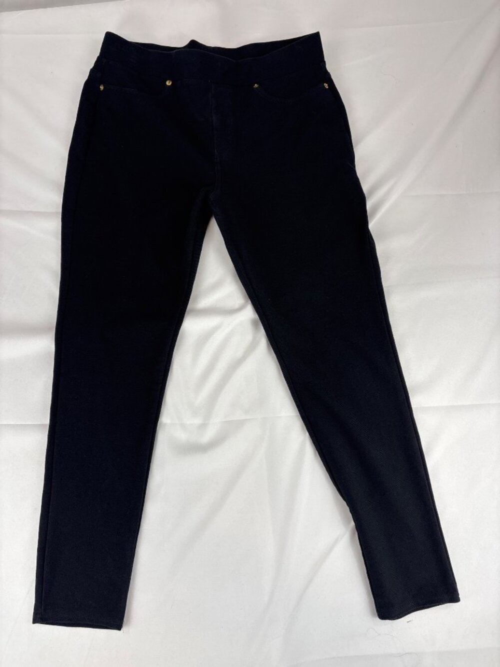 MICHAEL KORS Black Gold Rivet Pull On Skinny Pants Small minimalist Goth